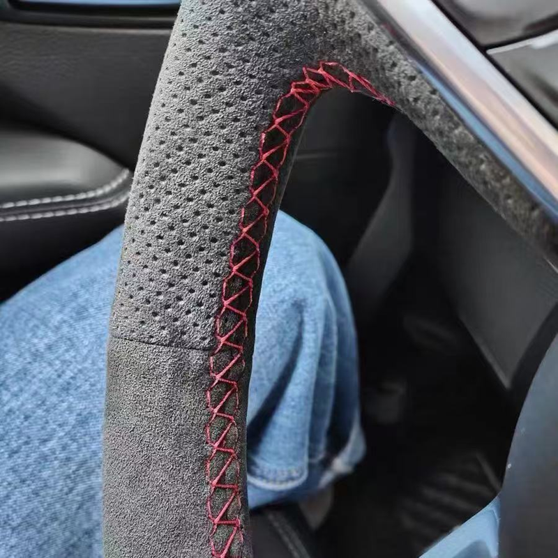 Genuine leather hand-stitched steering wheel cover for Deepal