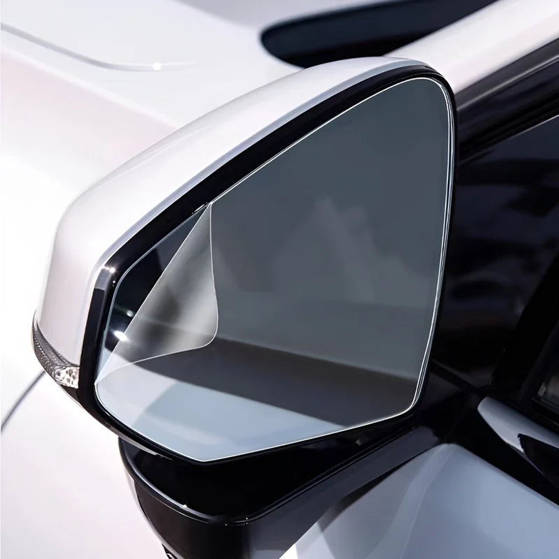 Anti-glare rain film for mirrors