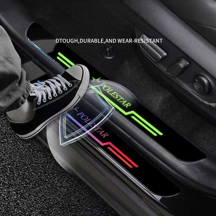 Luminous welcome door sill strip for Polestar